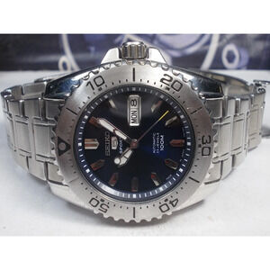SEIKO 5 SPORTS SNZG37 DAY/DATE AUTOMATIC MEN'S WATCH 7S36-03M0, BLUE